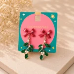 گوشواره پاپیون طرح کریسمس