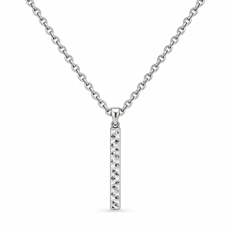 mens-silver-faceted-bar-pendant-necklace گردنبند مردانه استیل مدل پلاک مستطیلی تراشخورده