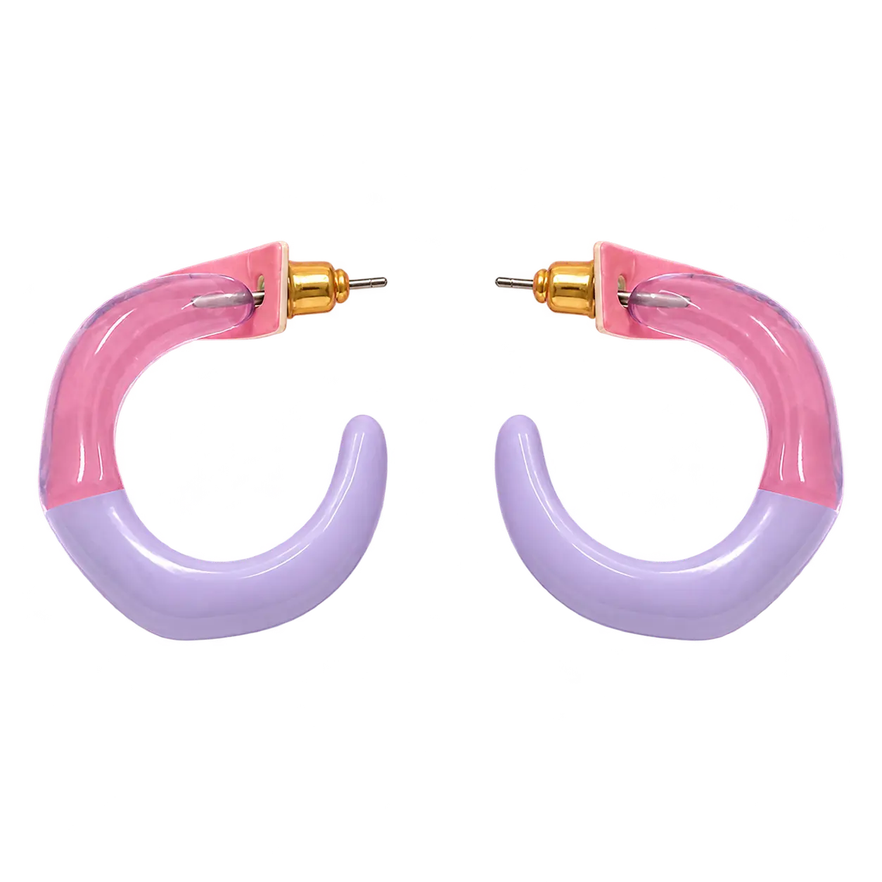 70396571-de65-40a5-b6af-c6c88465273b گوشواره حلقه ای اکریلیک صورتی و یاسی مدل فانتزی زنانه