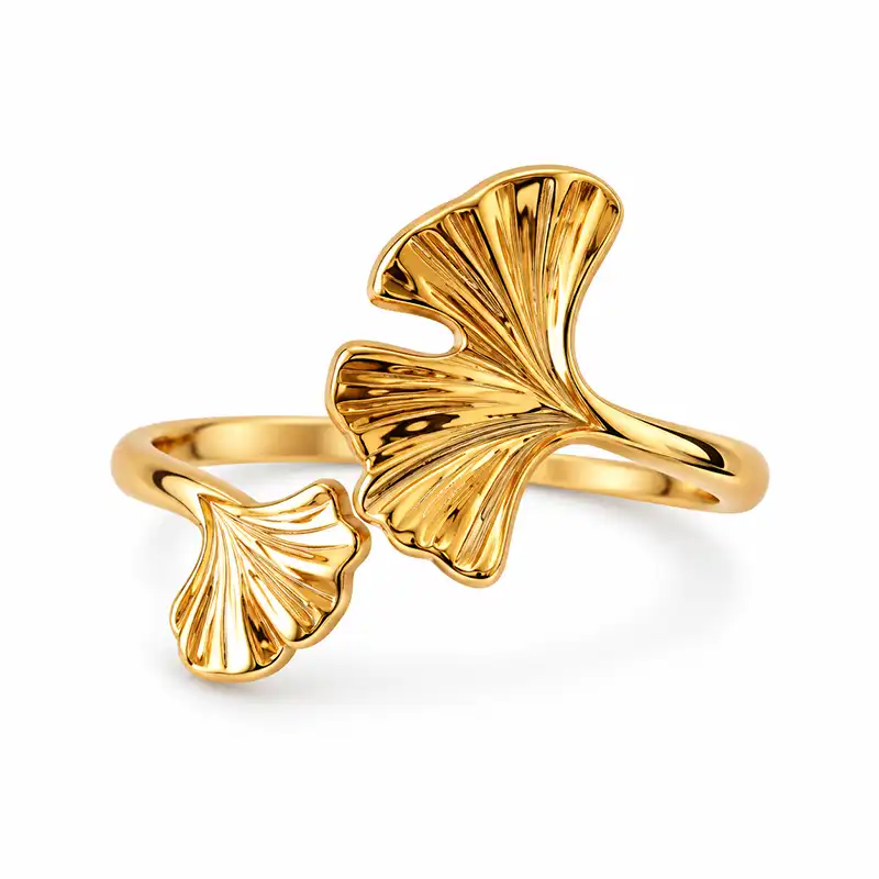 gold-ginkgo-leaf-open-ring انگشترطلایی طرح برگ جینکو