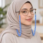 بند عینک مهره‌ای آبی و سفید