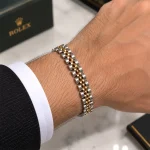 دستبند مردانه دو رنگ استیل رنگ ثابت