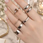 ست انگشتر زنانه ۷ عددی نقره‌ای