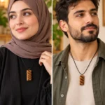گردنبند چوبی دست‌ساز طرح موج