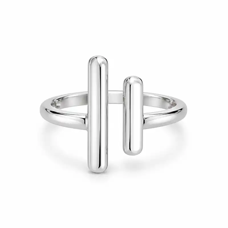 minimal-silver-double-bar-womens-ring انگشتر مینیمال نقرهای مدل دو میله