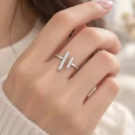 انگشتر مینیمال نقره‌ای مدل دو میله