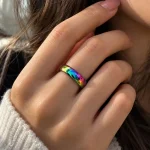 انگشتر مردانه و زنانه هفت رنگ مدل رینگ ساده براق